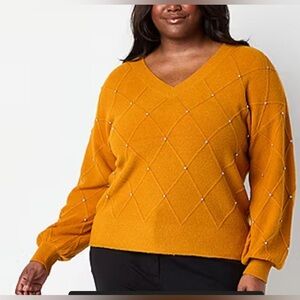 Liz Claiborne Women’s V Neck Long Sleeve Pullover Sweater